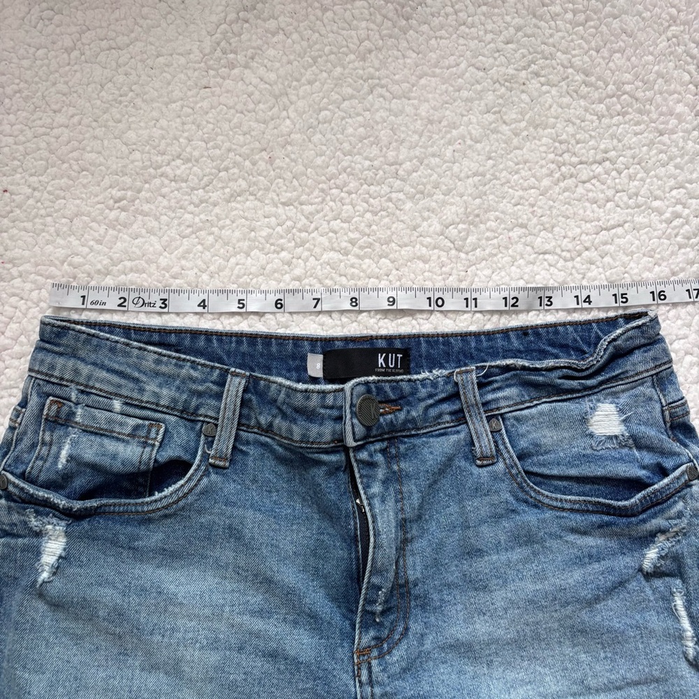 KUT From The Kloth high rise frayed hem denim shorts size 8 - Picture 2 of 8